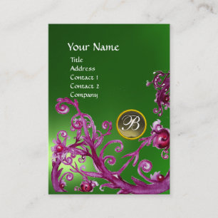 Carte De Visite BERRIES MAGIQUES MONOGRAM GEM vert émeraude gris