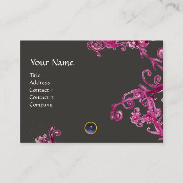 Carte De Visite BERRIES MAGIQUES MONOGRAM gemme bleu gris violet (Devant)
