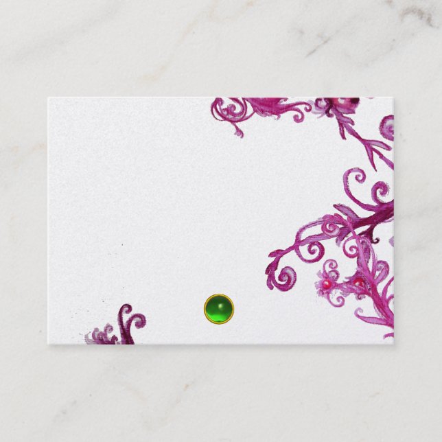 Carte De Visite BERRIES MAGIQUES MONOGRAM Green Gem Platine argent (Devant)