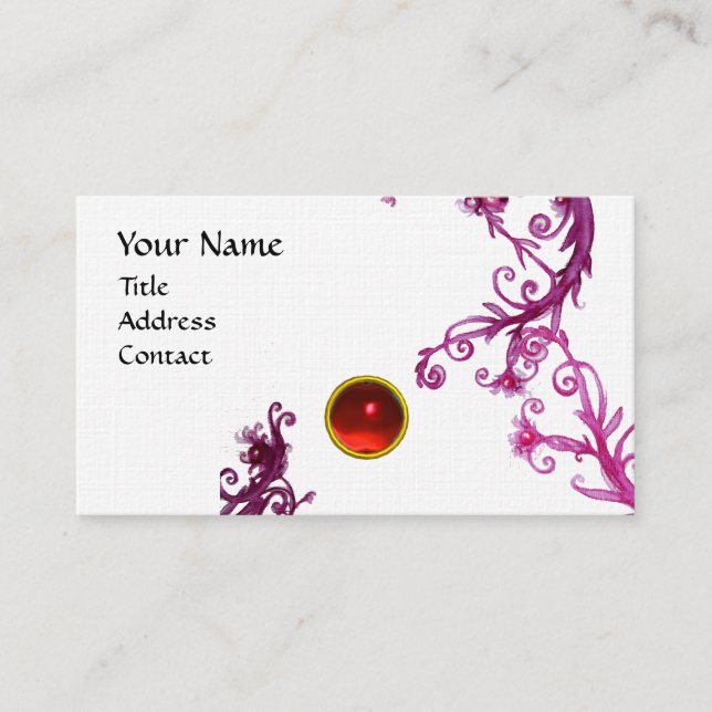 Carte De Visite BERRIES MAGIQUES MONOGRAM tourbillon rouge lin (Devant)