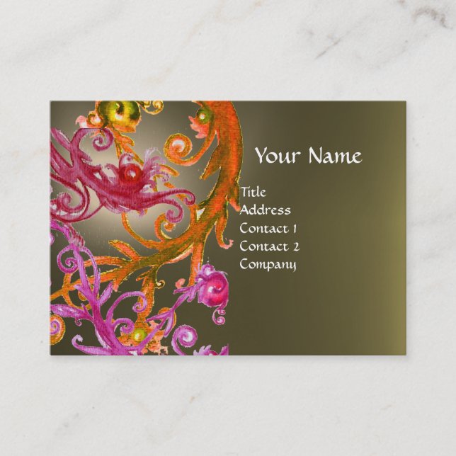 Carte De Visite BERRIES ROUGES SWIRLS GEMSTONE gris (Devant)