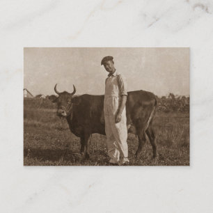 Carte De Visite Bessie la vache et son agriculteur