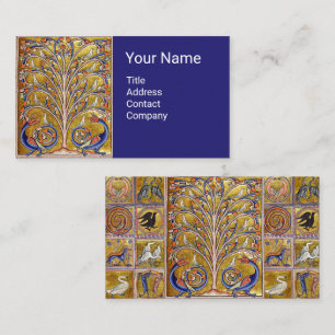 CARTE DE VISITE BESTIAIRE MÉDIÉVAL, OISEAUX SUR L'ARBRE DE VIE, DR