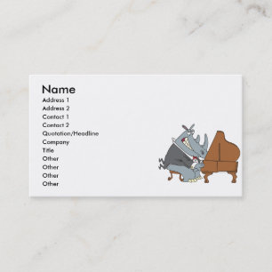 Carte De Visite bête rhinocéros jouant du piano pianiste dessin an