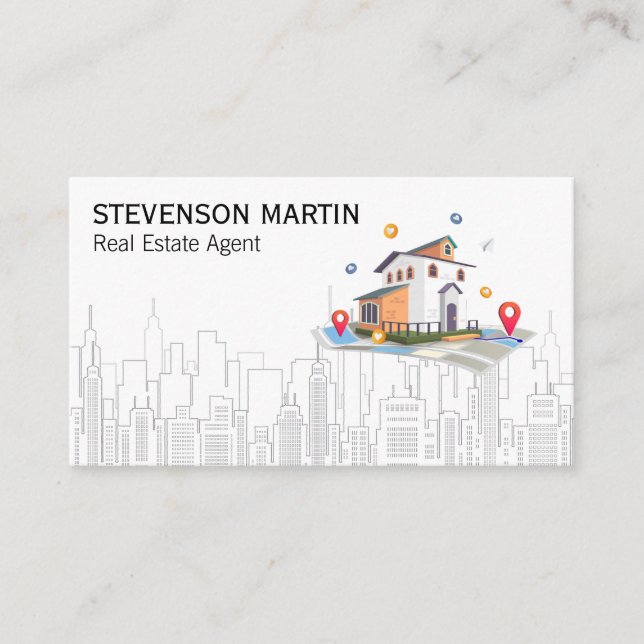 Carte De Visite Biens immobiliers | Emplacement sur le plan de la  (Devant)