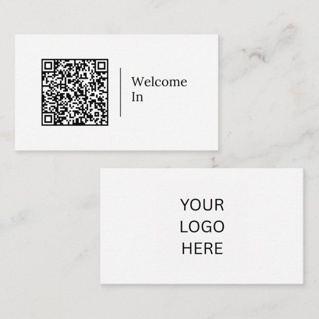 Carte De Visite Bienvenue | Code QR et logo personnalisables (Devant / Derrière)