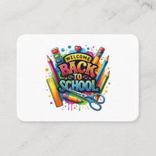 Carte De Visite Bienvenue Retour à l'école Premier jour enseignant