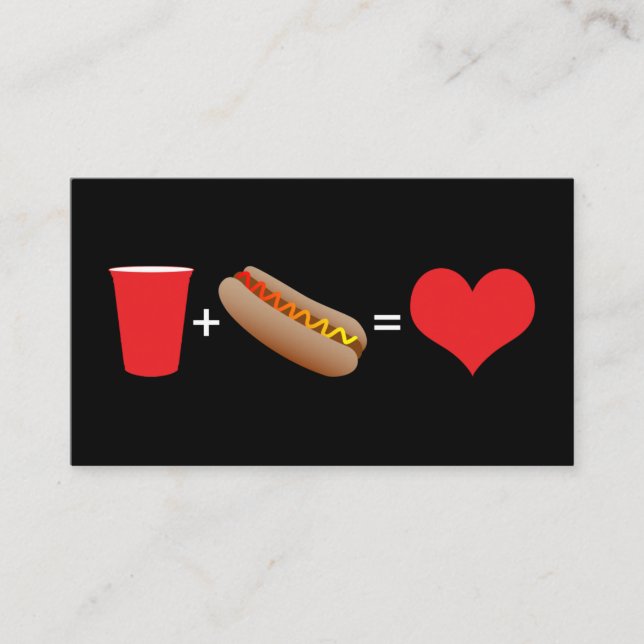 Carte De Visite bière hot dogs amour (Devant)
