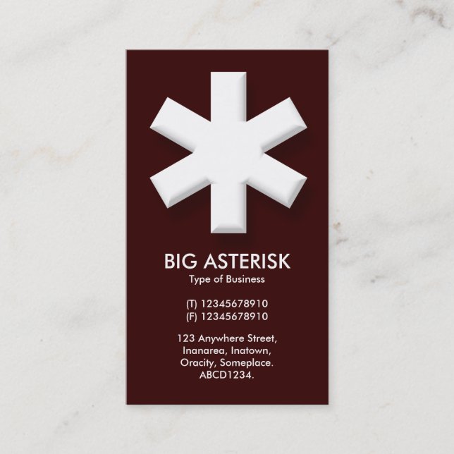 Carte De Visite Big Asterisk - Dark Brown (330000) (Devant)