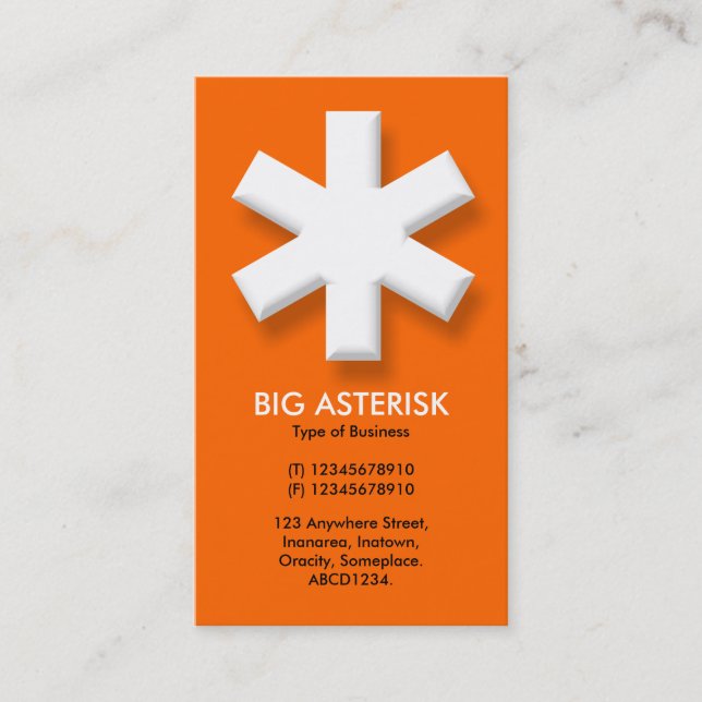 Carte De Visite Big Asterisk - Orange (FF6600) (Devant)