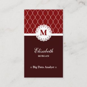 Carte De Visite Big Data Analyst Elegant Brown Lace Motif
