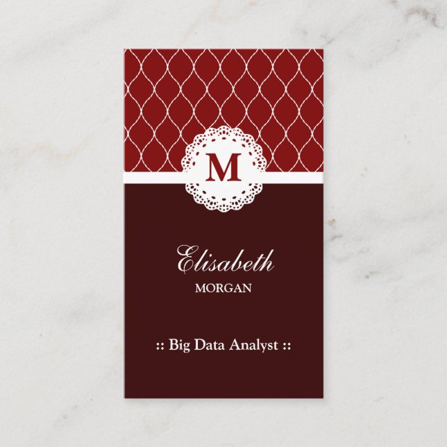 Carte De Visite Big Data Analyst Elegant Brown Lace Motif (Devant)