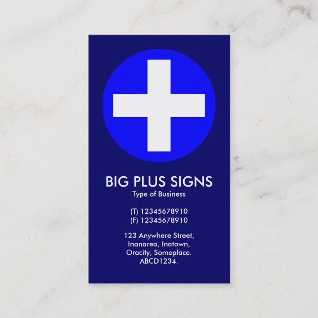 Carte De Visite Big Plus Signes Bleu - Bleu foncé (Devant)