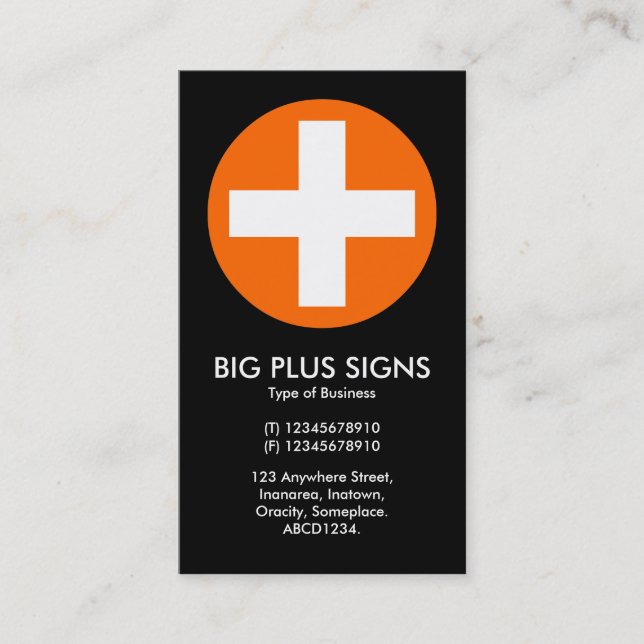 Carte De Visite Big Plus Signes Orange - Noir (Devant)
