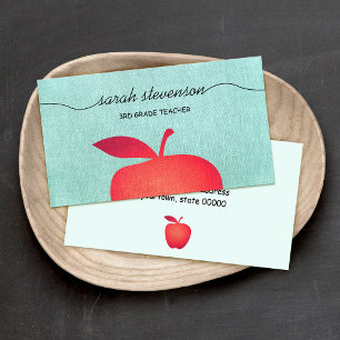 Carte De Visite Big Red Apple School Enseignant