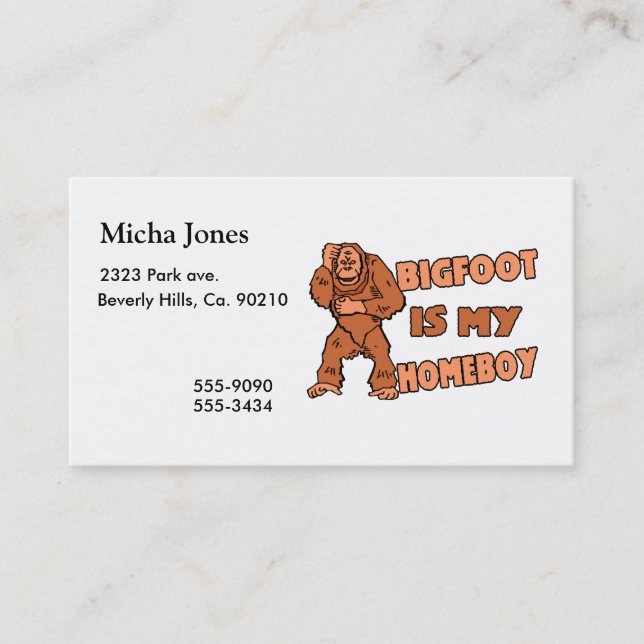 Carte De Visite Bigfoot est mon Homeboy (Devant)