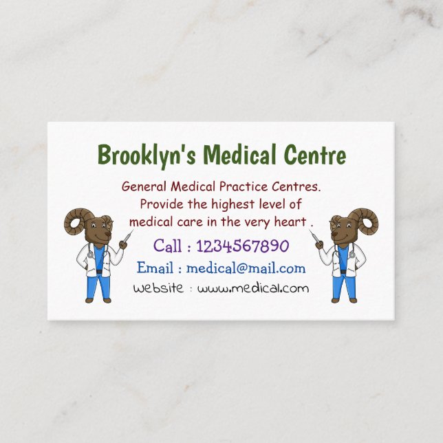 Carte De Visite Bighorn sheep doctor cartoon illustration (Devant)