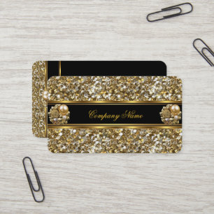 Carte De Visite Bijou élégant en paillettes d'or pour entreprise d