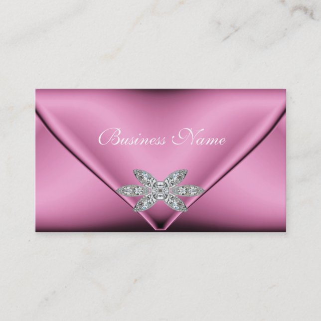 Carte De Visite Bijou élégant rose argent diamant (Devant)
