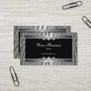 Carte De Visite Bijou élégant Zèbre Noir Argent Diamant