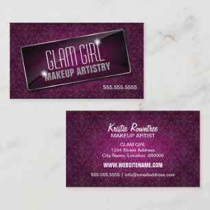 Carte De Visite Bijou en verre et étincelles de damassé élégante