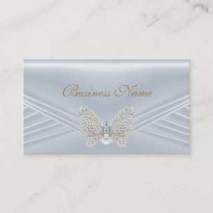 Carte De Visite Bijou Papillon Diamant Argent Bleu Élégant