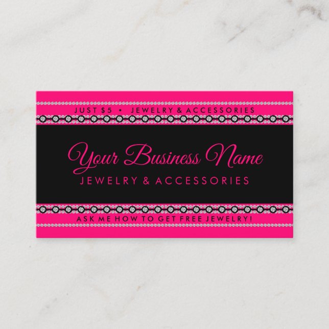 Carte De Visite Bijou rose diamant noir (Devant)
