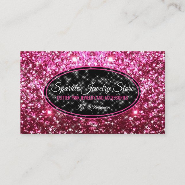 Carte De Visite Bijou Starlust Glitz Glam Rose Pailletée (Devant)