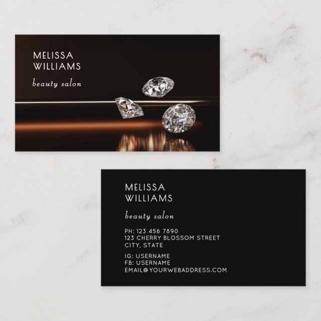 Carte De Visite Bijouterie de luxe Diamants Joaillerie (Devant / Derrière)