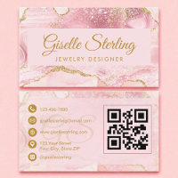 Bijouterie Designer Blush Pink Gold Agate QR Code