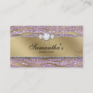 Carte de visite bijouterie Sparkle Zebra Gold Pink
