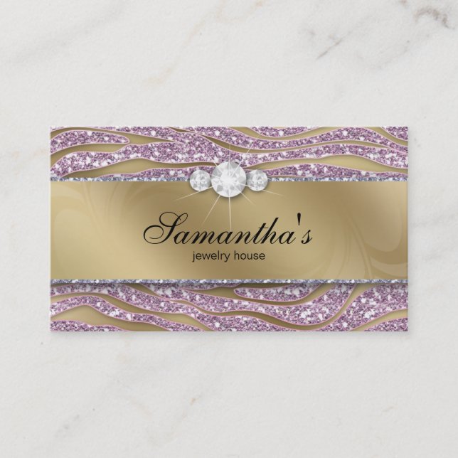 Carte de visite bijouterie Sparkle Zebra Gold Pink (Devant)