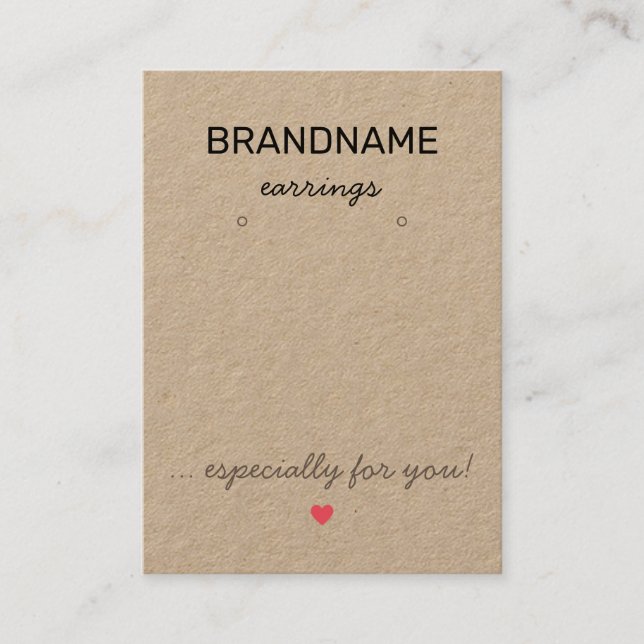 Carte De Visite Bijoux artisanal Rustique Kraft Porte-oreille (Devant)