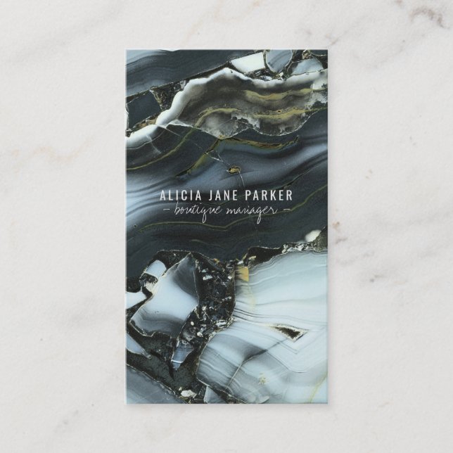 Carte De Visite Bijoux boutique en pierre en marbre bleu gris vein (Devant)