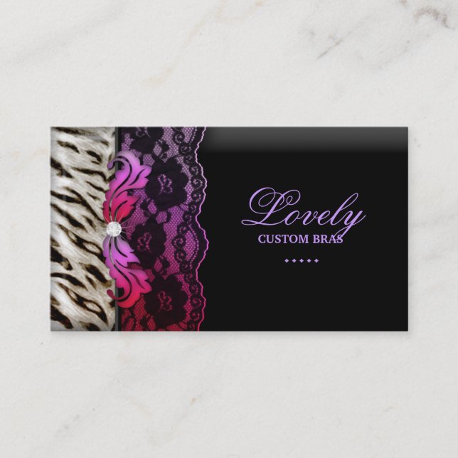 Carte De Visite Bijoux de mode Zebra dentelle rose rouge (Devant)