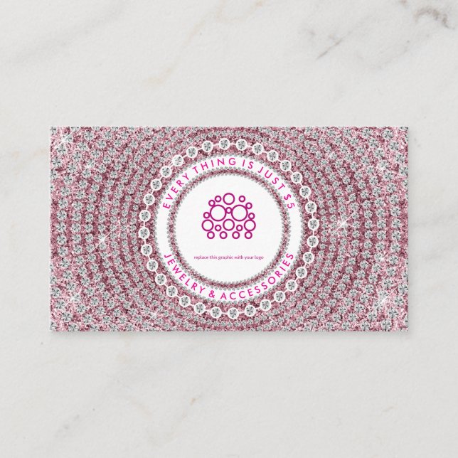 Carte De Visite Bijoux Diamants Rose  (Devant)