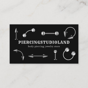 Carte De Visite Bijoux en métal d'argent noir Piercing de corps ar