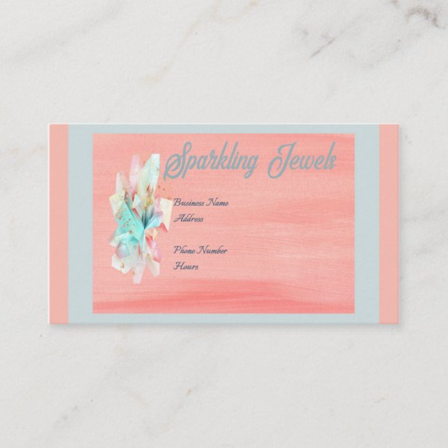 Carte de visite bijoux en Peach & Turquoise (Devant)