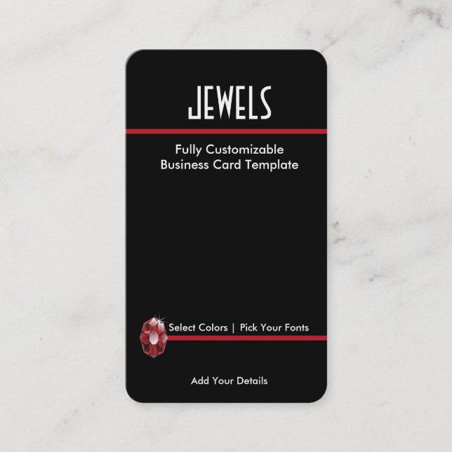 Carte De Visite Bijoux en strass simple - Logo en strass Ruby (Devant)