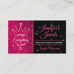 Carte De Visite Bijoux et Accessoires Couronne de Diamants Rose Pa