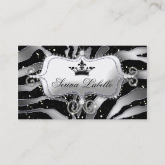 Carte De Visite Bijoux étincelante Zebra Couronne Noir