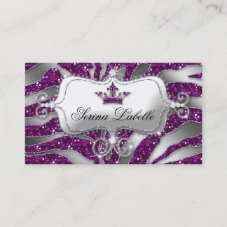 Carte De Visite Bijoux étincelante Zebra Parties scintillant viole