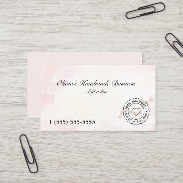 Carte De Visite Bijoux Faits Main avec Amour (Devant/Arrière en situation)