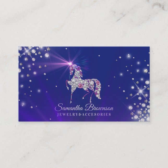 Carte De Visite Bijoux Gems Diamond Purple Navy Unicorne (Devant)
