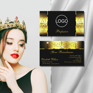 Carte De Visite Bijoux glacé noir or glacé avec logo