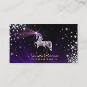 Carte De Visite Bijoux licorne gemmes diamants violet