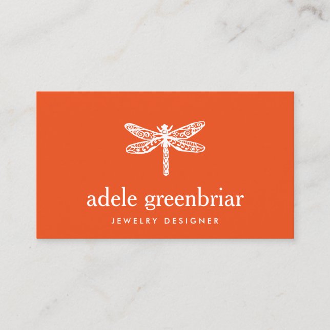 Carte De Visite Bijoux Nature Designer Dragonfly Logo Orange (Devant)