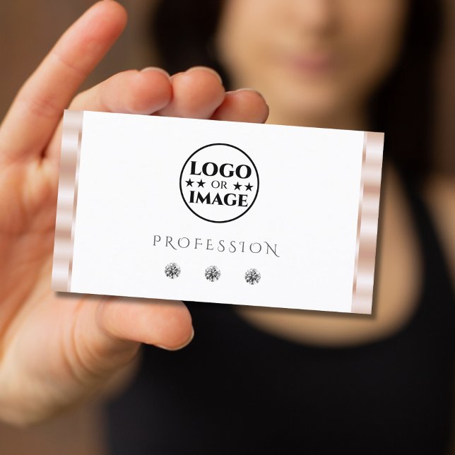 Carte De Visite Bijoux Rose de luxe en or blanc parkling avec logo (Créateur téléchargé)