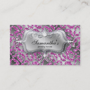 Carte de visite bijoux Sparkle Zebra Pink Silver