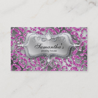 Carte de visite bijoux Sparkle Zebra Pink Silver
